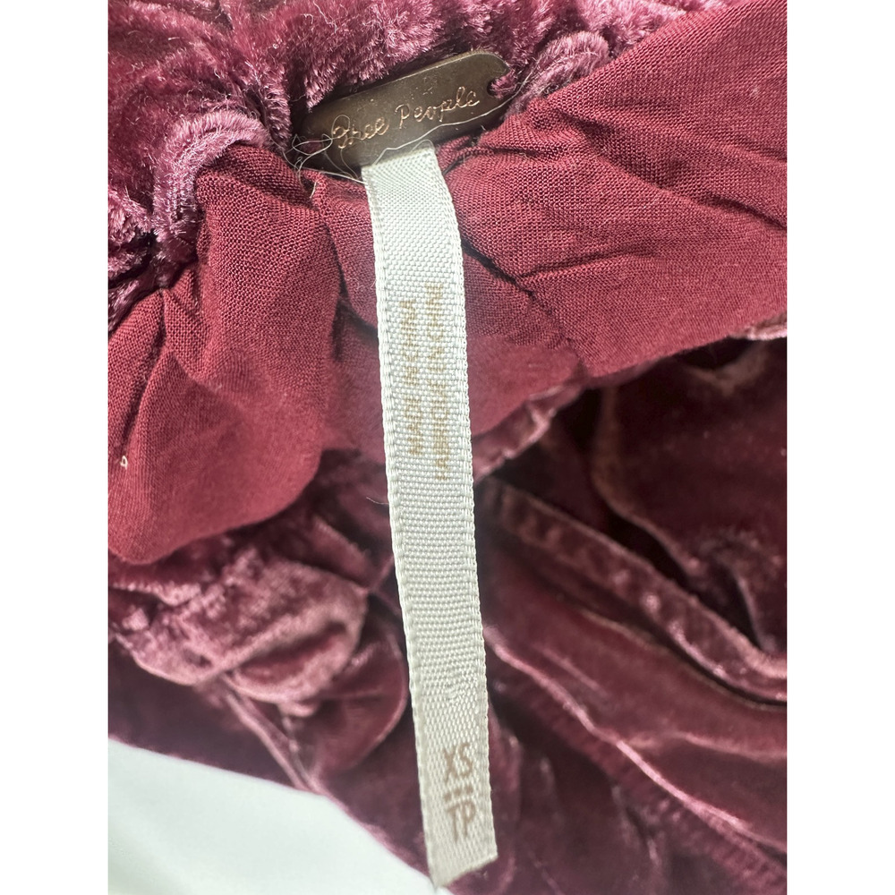Free People At First Sight Velvet Paperbag Shorts High Rise Red Wine Burgundy XS - Picture 6 of 12